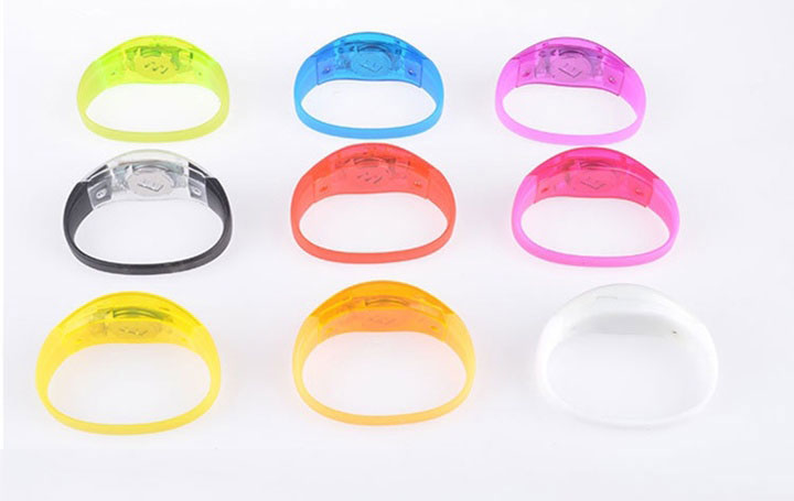 声控能量运动环,手腕带厂家8色发光硅胶手环展示